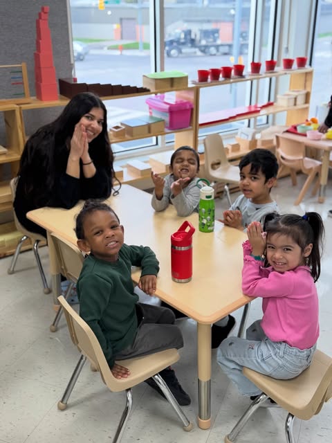 Practical life activity at Cedarbrook Montessori, Ajax